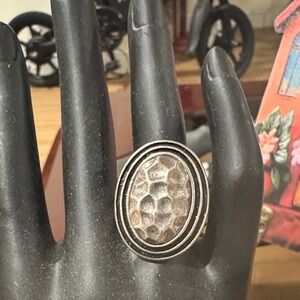 Silver Textured Oval Ring vintage